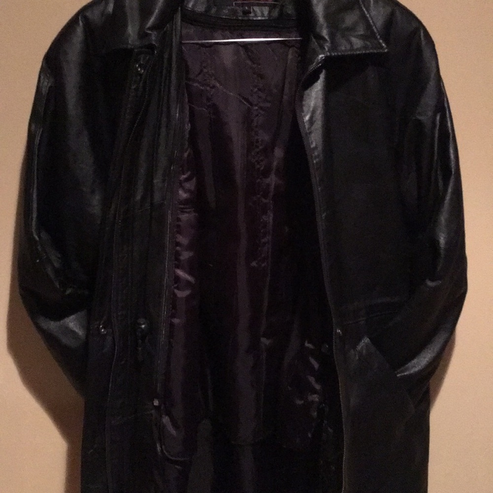Vintage Phase Two Leather Jacket Black Mid-Length - Picture 4 of 6